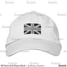 Uk Union Jack Flag In Black And White Embroidered Baseball Cap Zazzle Com Embroidered Baseball Caps Baseball Cap Union Jack Flag