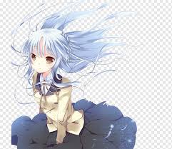 In the amazing world of anime, you will come across characters with all sorts of hair. Angel Yuzuru Otonashi Anime Little Busters Angel Cg Artwork Black Hair Computer Wallpaper Png Pngwing