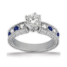 Antique Diamond Blue Sapphire Engagement Ring Platinum 0 75ct Sapphire Engagement Ring Blue Engagement Rings Sapphire Diamond Engagement Rings Vintage