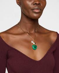 NEST Jewelry Malachite Heart Charm Necklace