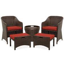These bistro sets come in a range of sizes, including two and six seater sets. Best Choice Products 5 Piece Outdoor Wicker Patio Bistro Furniture Set W Storage Table No Assembly Red Target