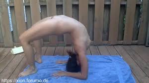 Asian nude yoga in public