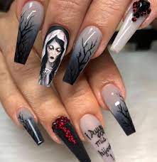 50 Fun Nail Arts For Halloween 2020 The Glossychic Halloween Acrylic Nails Shiny Nails Designs Coffin Nails Designs