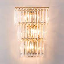 Pathson outdoor wall sconce 8w led lamps 3000k warm white porch lighting. Glamorous Crystal 3 Tier Wall Light 3 Lights Contemporary Sconce Light In Gold For Dinging Room Beautifulhalo Com