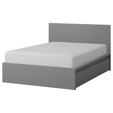 Malm High Bed Frame 2 Storage Boxes Gray Stained Luroy Queen Ikea In 2020 High Bed Frame Malm Bed Frame Malm Bed