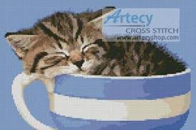 Go cross stitch crazy with our huge selection of free cross stitch patterns! Kitten In A Tea Cup Cross Stitch Pattern By Tereena Clarke Crosstitch Com