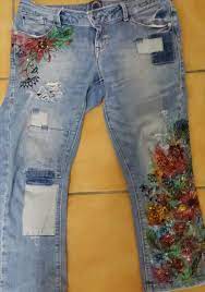 Pantalones Pintado A Mano Alzada Mens Denim Short Altered Couture Jeans