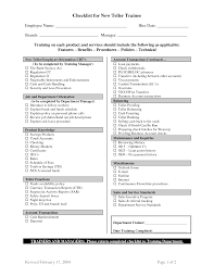 Checklist For New Teller Trainee Checklist Tellers Cost Accounting