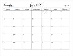 Today, we are going to present you a dedicated template in high quality. Canada July 2021 Calendar With Holidays