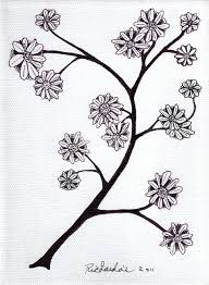The bulbous flowers have tiny pointed petals and are near the tips of the branches. Zen Sumi Flower Branch Black Ink On White Canvas By Ricardos Creations