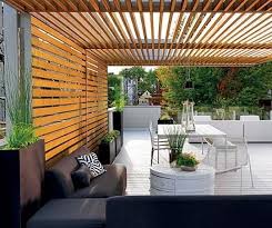 Dach Z Desek Nad Tarasem Patio Modern Pergola Backyard