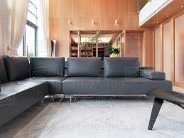 modern living room with black leather