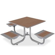 Beacon Hill Recycled Plastic Ada Table With 3 Flat Seats Picnic Tables Upbeat Com Picnic Table Table Commercial Picnic Tables