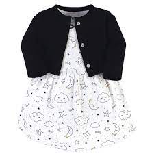 The 100% cotton dress and cardigan features a gathered waist with an adorable print dress and solid colored cardigan with a. Hudson Baby Infant And Toddler Girl Cotton Dress And Cardigan 2pc Set Dreamer 3 6 Months Target