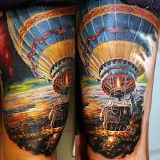Maybe you would like to learn more about one of these? Superior Painted Gorgeous Colorful Flying Balloon Tattoo On Thigh Tattooimages Biz