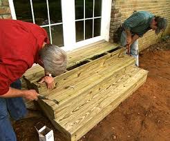If you want to build porch steps, measure from the top of the porch to the ground, then take the total height and divide it by the riser, which is usually between 6 and 8 inches. How To Build Outdoor Wooden Steps To Spruce Up Your Entry Patio Steps Exterior Stairs Patio Stairs