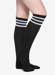 Black And White Striped Knee High Socks Black White Cushioned Knee High Socks With Images Knee High Socks High Socks Socks