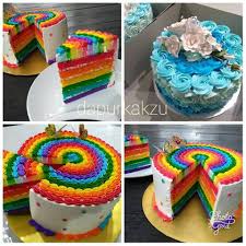 Kek hari jadi nie di sambut pada hari lahir seseorang.ia boleh di sambut dengan keluarga dan kawan2.terdapat banyak corak kek.boleh pilih nak mana2 corak kek yang anda kek pelangi nie cantik.n sedap lah.corak nye macam pelangi petang.hehehe. Resepi Kek Rainbow