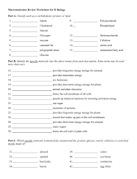 Macromolecules worksheet #2 name per. Macromolecules Worksheet 2