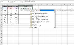 Check the chart for more details. How To Use The Convert Function In Excel