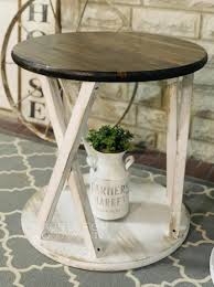 Farmhouse Round End Tables Etsy In 2020 Farmhouse End Tables Round End Tables Rustic End Tables
