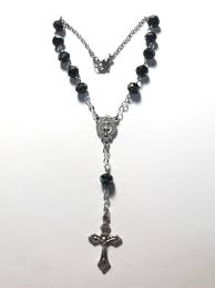 Car Rosaryrear View Mirror Rosarycar Accessoriesblack Car Etsy Prayer Beads Christian Beads Rosary Catholic