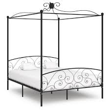 Full size metal canopy bed frame with headboard and footboard sturdy black steel holds 660lbs perfectly fits your mattress easy diy assembly all parts include (black, full) 4.3 out of 5 stars. Canopy Bed Frame Black Metal 160x200 Cm
