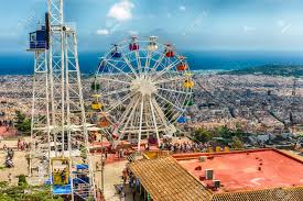 Barcelona August 12 Scenic View Over The Tibidabo Amusement Stock Photo Picture And Royalty Free Image Image 88518305