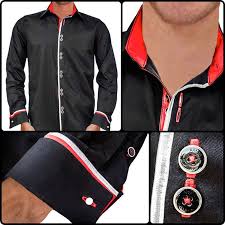 Black And Red Designer Shirt Mens Designer Dress Shirt Rockstar Black Red Custom Design Shirts French Cuff Dress Shirts Designer Dresses