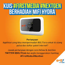Boltclub On Twitter Pastikan Juga Kamu Ikuti Kuis Berhadiah Mifi Keren Ini Bolt Ers Firstmedia Nextgen Jawaban Ditunggu Smp Jam 10 Malam Ya Https T Co Ikr2luelom