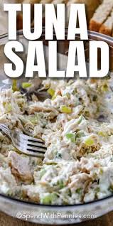 A Classic Tuna Salad Combines Flaky Tuna With Crisp Celery Onions Dill Pickles And A Mayo Dressing Lunch Recipes Best Tuna Salad Recipe Easy Tuna Salad