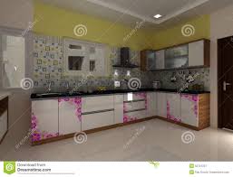 3d modern kitchen interior design stock