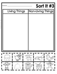 free living and non living things sort cut and paste worksheets