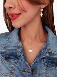 Donna Colorful Double Sided Initial Necklace Pendant 4 Colors White V