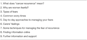 Talking with your healthcare team about. Frontiers Is A Brief Online Booklet Sufficient To Reduce Fear Of Cancer Recurrence Or Progression In Women With Ovarian Cancer Psychology