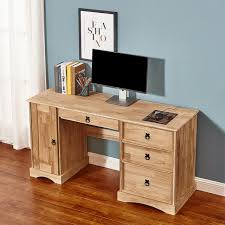 The desk folds up to act as storage, and. Solid Pine Desk Handcrafted Triple Computer Hideaway Workstation Cupboard Dark Oak Wax For Sale Ebay