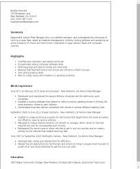 Runs an efficient and profitable service department through productive handles customer complaints immediately and according to dealership's guidelines. 1 Vehicle Fleet Manager Resume Templates Myperfectresume