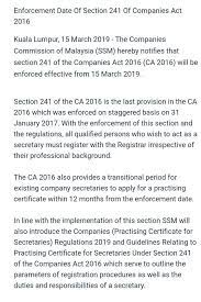 A member's agreement to the proposed written resolution shall not be effective if it is received after the expiry date. Ssm Enforcement Date Of Section 241 Of St Partners Plt Chartered Accountants Malaysia Facebook