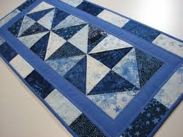 Quilted Table Runner Christmas Table Runner Blue And White Batiks By Villagequ Patchwork Table Runner Quilted Table Runners Christmas Quilted Table Runners