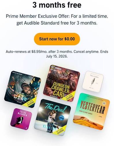 Run!!! If you've been wanting to try audible from Amazon, now is the time!!🔥 for a limited time you can score it for FREE for 3 months!✨✨ Click here to sign up