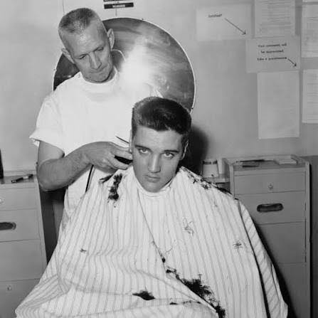 Elvis' famous haircut in 1958