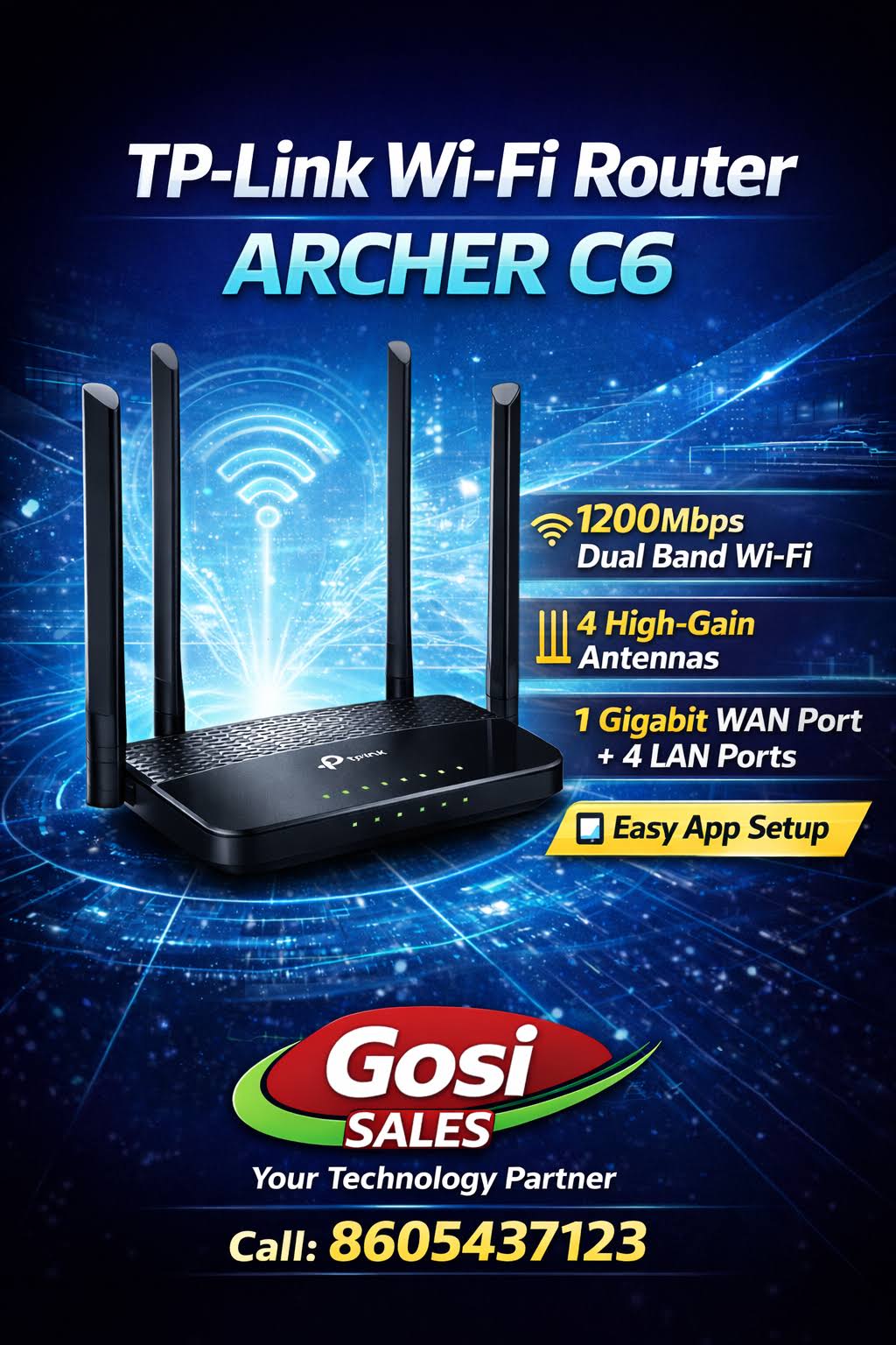 TP-Link Archer C6 AC1200 Dual Band WiFi Router product image