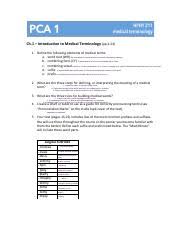 Pca 1 Intro To Medical Terminology 1 4 Pdf Ch 1