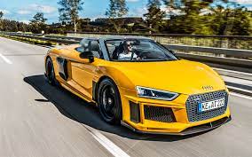Hintergrundbild Herunterladen Seitenansicht Sportwagen Sportcoup Deutsche Spyder Autos Audi Gelb Abt Audi R8 Spyder Sports Cars Ferrari Sports Car