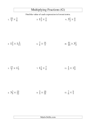 Multiplying And Simplifying Fractions With Some Mixed Fractions G Fractions Fractions Worksheets Simplifying Fractions