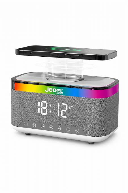 Jedel SA-148 Wireless Charger Speaker with RGB & Alarm Clock - Mega Deals