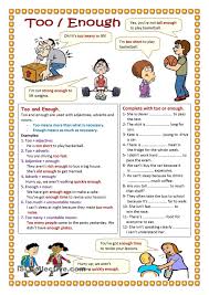 Too And Enough English Grammar English Fun English Grammar Worksheets