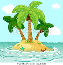 Vector image of a tropical island. Desert Island Verzehrte Palmen Auf Einer Einsamen Insel Canstock