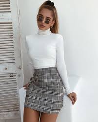 Black And White Checkered Skirt Outfit Girly Fall Outfit Checkered Skirt With White Turtleneck Today Pin Girly Outfits Fashion Fashion Outfits