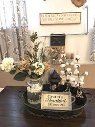 Rustic farmhouse style is all about textures. Farmhouse Style Centerpiece For Dining Table Countryfarmhousedecortrays Farmhouse Table Centerpieces Dining Room Centerpiece Dining Table Centerpiece